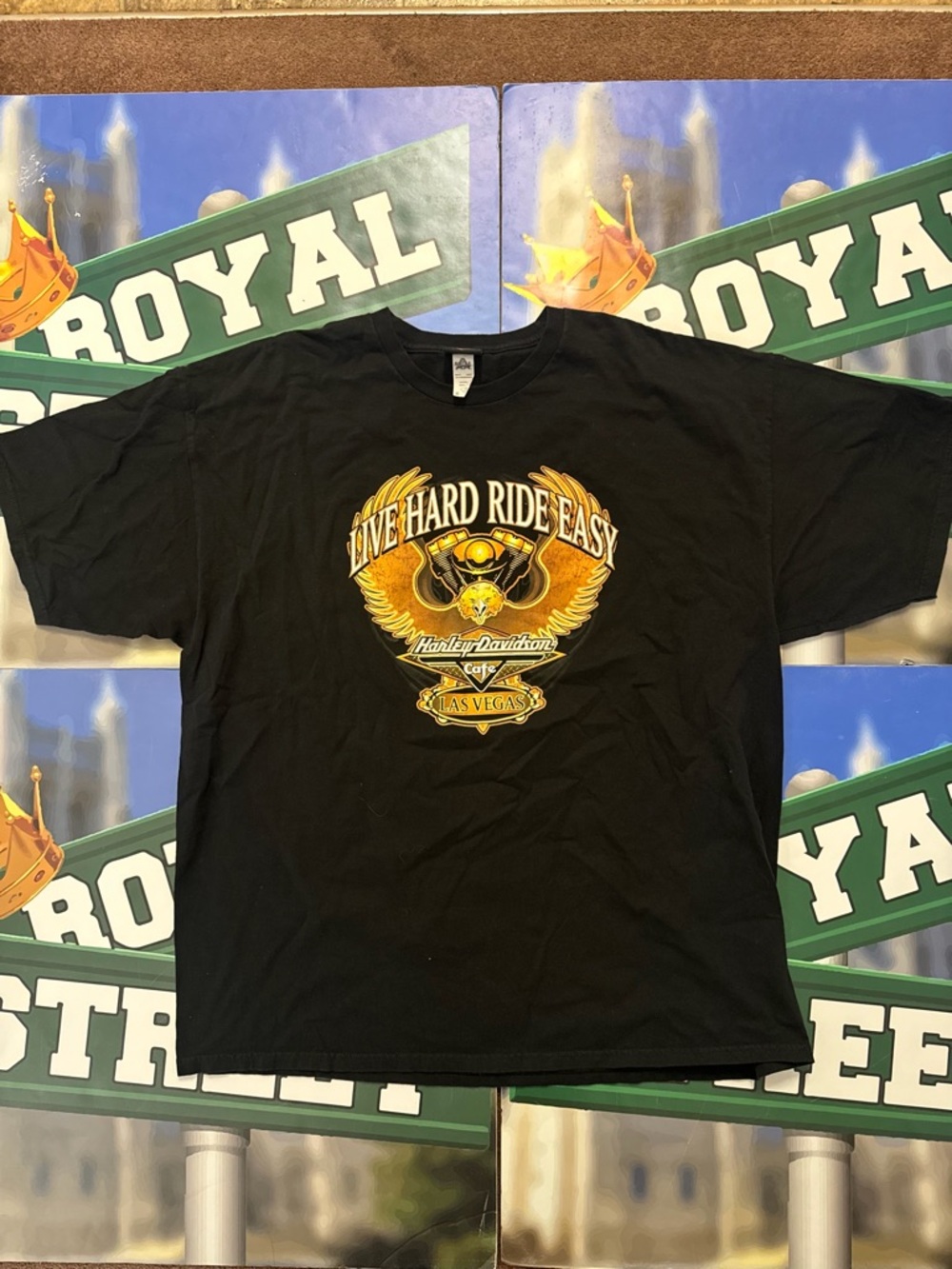 Harley-Davidson Black Tee with Gold & Yellow graphic